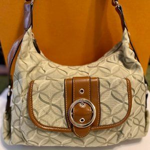 Criss-Cross circle Green / Brown handbag w/ wallet
